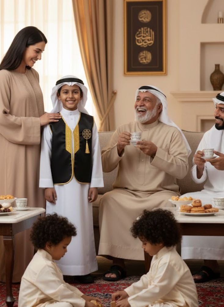 Premium Elegant Black Arabic Men’s Vest with Gold Embroidery and Tassel - Image 3